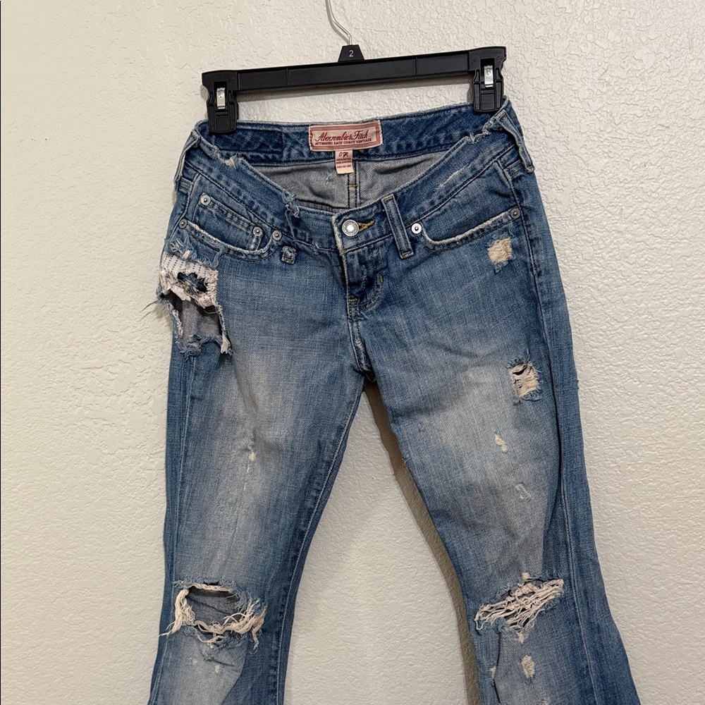 Abercrombie & Fitch Light Blue Distressed Boyfriend Jeans